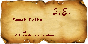 Samek Erika névjegykártya